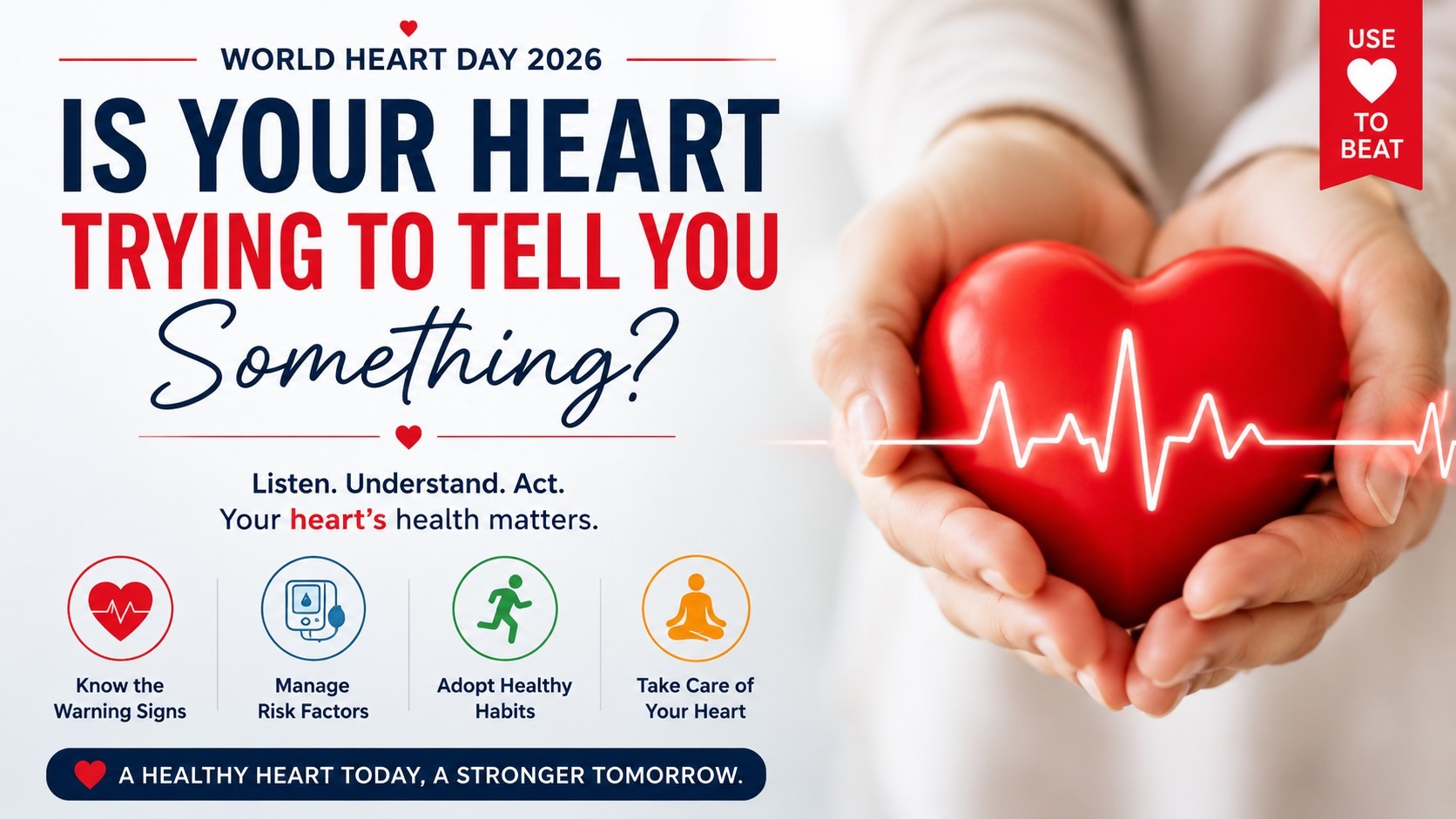 World Heart Day 2026 heart health awareness with warning signs and healthy lifestyle